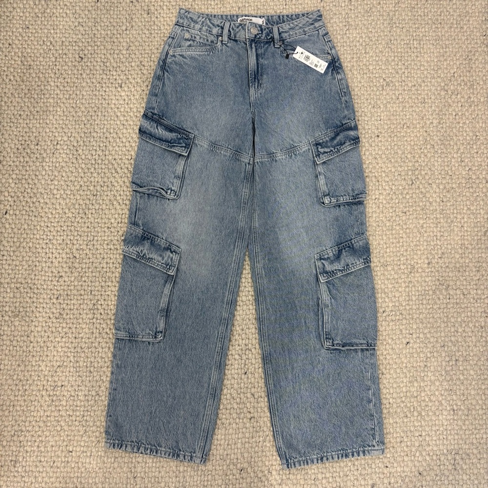 NWT GARAGE CARGO Wide Leg Blue Jeans with pockets